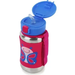 Skip Hop Water Bottle|Insulated Cups*- Zoo Stainless Steel Straw Bottle, Butterfly