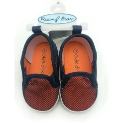 Rising Star Baby Shoes*Sneakers Orange/Navy Mesh. - Sizes 1, 2 and 3