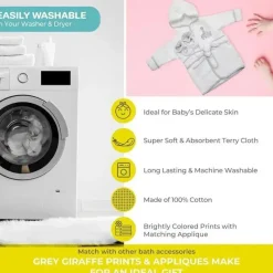 SpaSilk Bath Gift Set|Baby Robes*- 100% Cotton Hooded Terry Bathrobe with Booties Baby One Size Gifts, White Lion