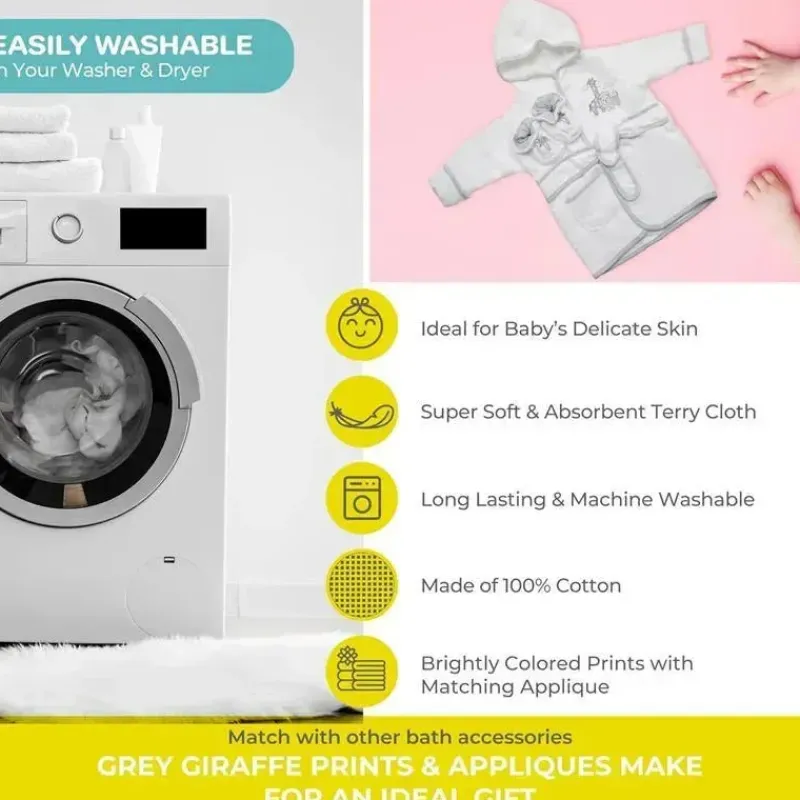SpaSilk Bath Gift Set|Baby Robes*- 100% Cotton Hooded Terry Bathrobe with Booties Baby One Size Gifts, White Lion
