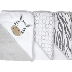 SpaSilk Bath Gift Set*- 3 Hooded Towel Set, Grey Zebra