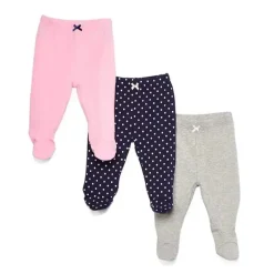 SpaSilk Baby Shorts, Jeans & Pants*- 3 Pack Footed Pants, Navy Dots