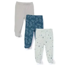 SpaSilk Baby Shorts, Jeans & Pants*- 3 Pack Footed Pants, Navy Ocean
