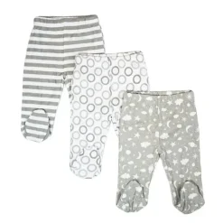SpaSilk Baby Shorts, Jeans & Pants*- 3 Pack Footed Pants Grey Celestial