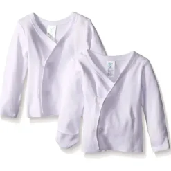 SpaSilk Baby Tops*- 2 Pack Long Side Snap Tee White