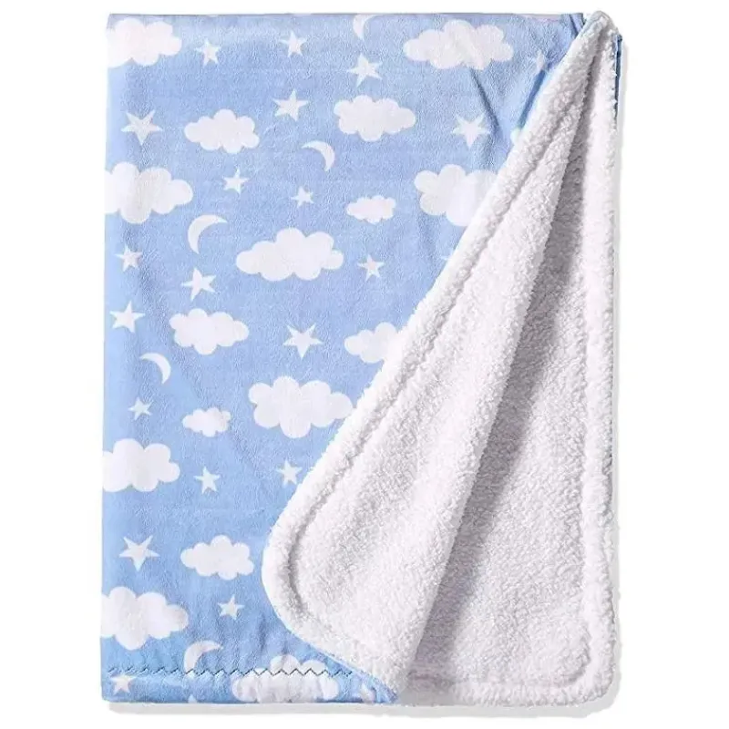 SpaSilk Blankets & Quilts*- Baby Boys Velboa Fleece Blanket, Blue Celestial