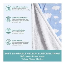 SpaSilk Blankets & Quilts*- Baby Boys Velboa Fleece Blanket, Blue Celestial