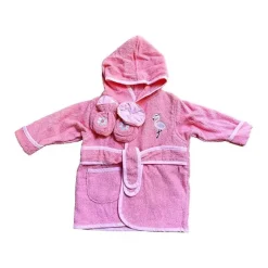 SpaSilk Baby Robes*- Hooded Terry Bathrobe Flamingo with Booties