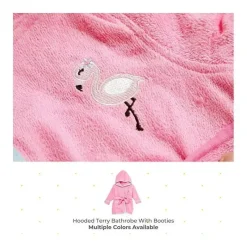 SpaSilk Baby Robes*- Hooded Terry Bathrobe Flamingo with Booties