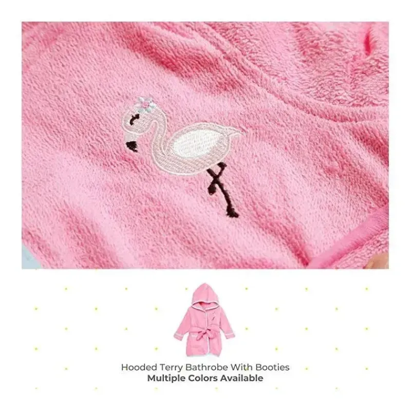 SpaSilk Baby Robes*- Hooded Terry Bathrobe Flamingo with Booties