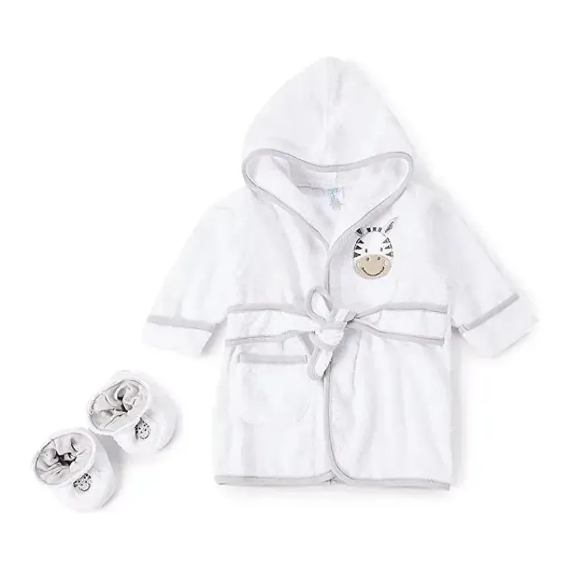 SpaSilk Baby Robes*- Hooded Terry Bathrobe Zebra with Booties