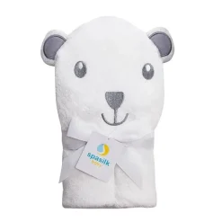SpaSilk Baby Bath Towels*- Hooded Towel Animal Bear, White