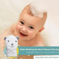 SpaSilk Baby Bath Towels*- Hooded Towel Animal Bear, White