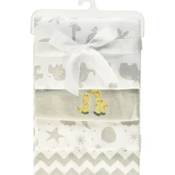 SpaSilk Blankets & Quilts*4 Pack Cotton Flannel Receiving Blankets - Grey Animals