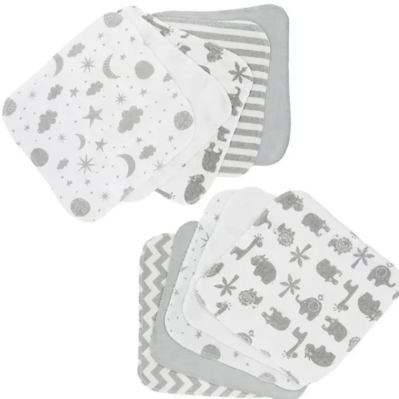 SpaSilk Baby Washcloths*10 Pack Washcloth - Grey Celestial