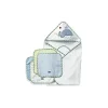 SpaSilk Bath Gift Set|Baby Bath Towels*- 4Pk Hooded Towel & 4Pk Washcloths, Blue Whale