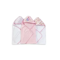SpaSilk Baby Bath Towels*- 3Pk Soft Terry Hooded Towel Set, Pink Fish