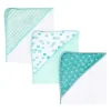 SpaSilk Bath Gift Set|Baby Bath Towels*- 3Pk Soft Terry Hooded Towel Set, Green Dots