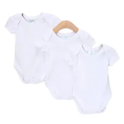 SpaSilk Baby Onesies & Bodysuits*Baby Cotton Short Sleeve Lap Shoulder Bodysuit White, 3 pack
