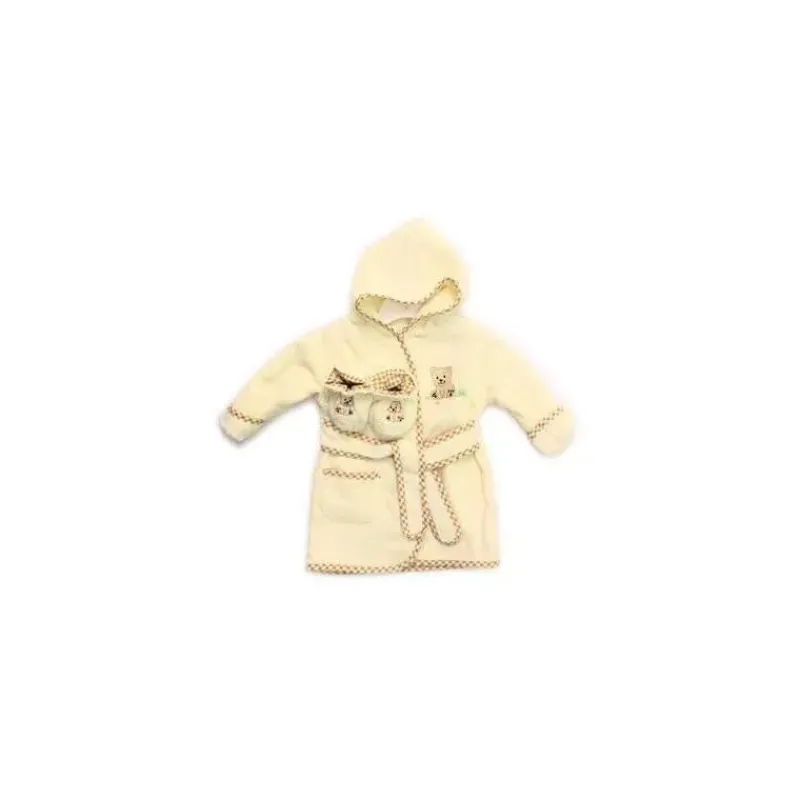 SpaSilk Baby Robes*Cotton Hooded Terry Bathrobe with Booties-Brown Bear