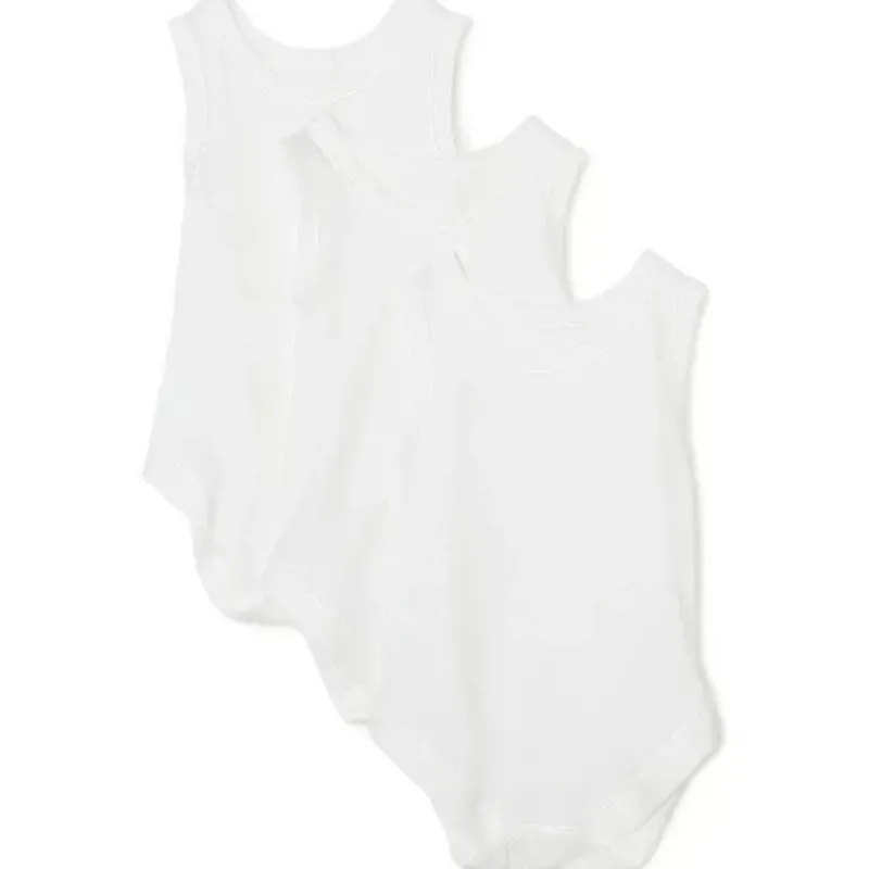 SpaSilk Baby Onesies & Bodysuits*3-Pack Sleeveless Bodysuits, White