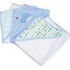SpaSilk Bath Gift Set|Baby Bath Towels*Soft Terry Hooded Towel Set, Blue 3-Pack