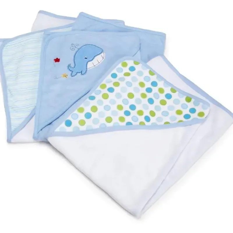 SpaSilk Bath Gift Set|Baby Bath Towels*Soft Terry Hooded Towel Set, Blue 3-Pack