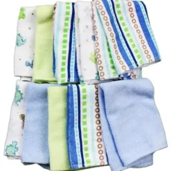 SpaSilk Baby Washcloths*Washcloth Set 10-Pack, Blue Lines