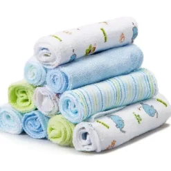 SpaSilk Baby Washcloths*Washcloth Set 10-Pack, Blue Elephant