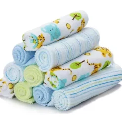 SpaSilk Baby Washcloths*Washcloth Set 10-Pack, Blue Tiger