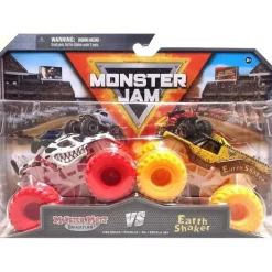 Spin Master Cars|Cars, Trucks & Trains*- Monster Jam Die-Cast Monster Trucks, 2 Pack Series 24, Monster Mutt vs Earth Shaker, Ages 3+