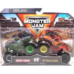 Spin Master Cars|Cars, Trucks & Trains*- Monster Jam, Die-Cast Monster Trucks, 2 Pack Series 24, Grave Digger vs El Toro Loco, Ages 3+