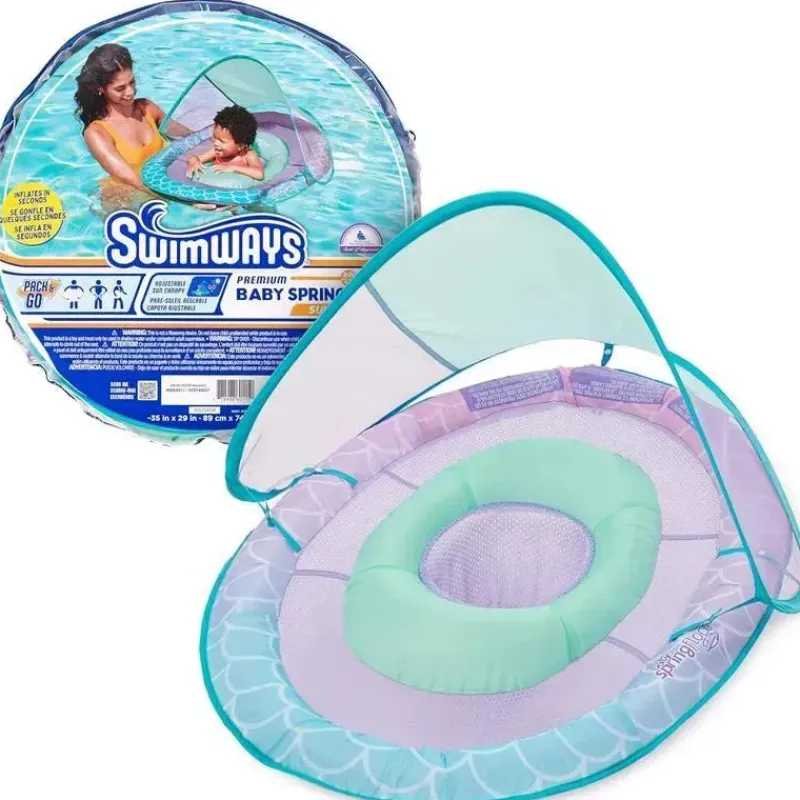 Spin Master Water Toys*- Swimways Baby Spring Pool Float, UPF Protection, Kids 9-24 Months, Mermaid