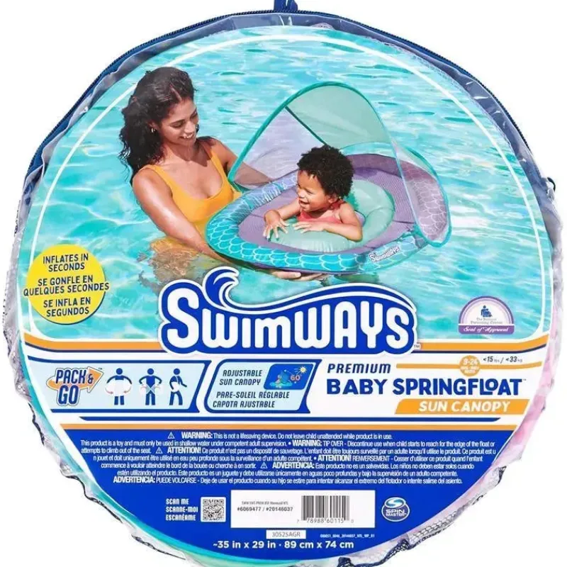 Spin Master Water Toys*- Swimways Baby Spring Pool Float, UPF Protection, Kids 9-24 Months, Mermaid