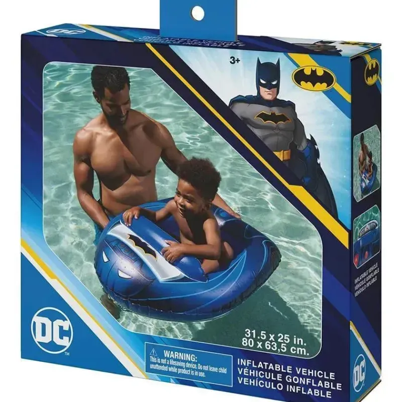 Spin Master Super Heroes|Water Toys*- Swimways DC Batman Batmobile Inflatable Water Boat Vehicle, for Kids Aged 3 & Up