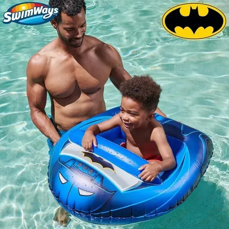Spin Master Super Heroes|Water Toys*- Swimways DC Batman Batmobile Inflatable Water Boat Vehicle, for Kids Aged 3 & Up