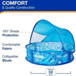 Spin Master Water Toys*- Swimways Elite Pop-Up Pool with Canopy & Carrying Case, for Ages 9-24 Months, 32, Blue