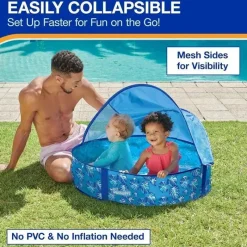Spin Master Water Toys*- Swimways Elite Pop-Up Pool with Canopy & Carrying Case, for Ages 9-24 Months, 32, Blue
