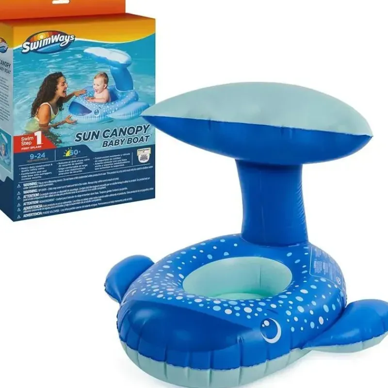 Spin Master Life Vests & Floats*- Swimways Sun Canopy Baby Boat, Toys for Kids Aged 9-24 Months, Whale