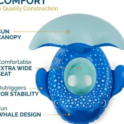 Spin Master Life Vests & Floats*- Swimways Sun Canopy Baby Boat, Toys for Kids Aged 9-24 Months, Whale