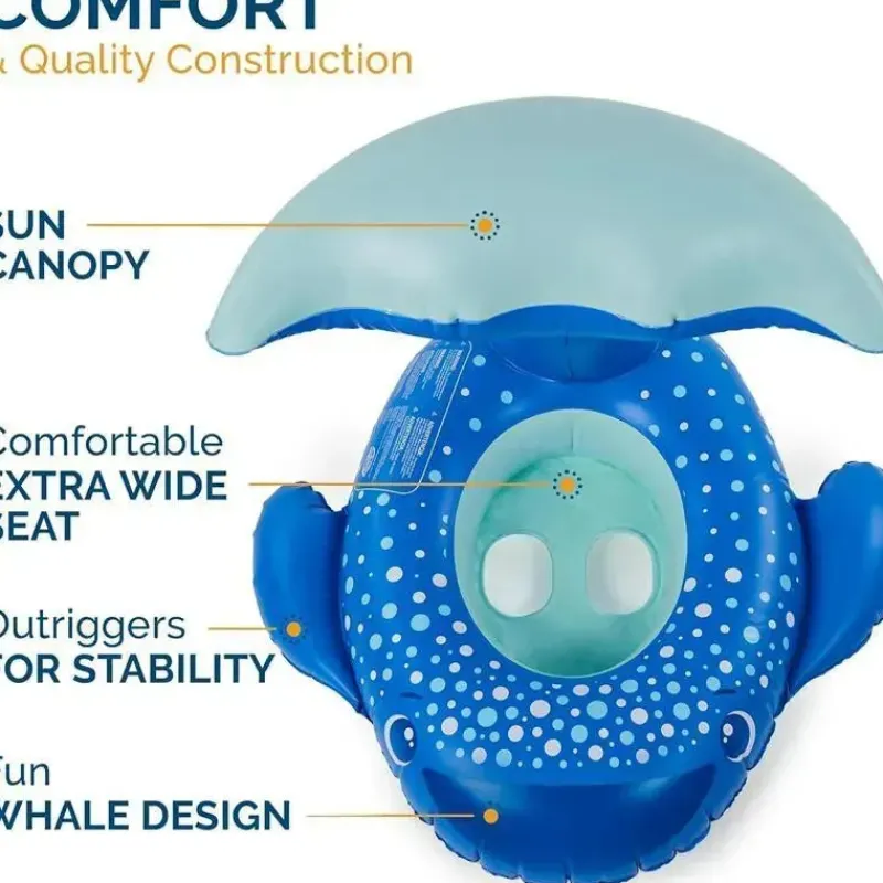 Spin Master Life Vests & Floats*- Swimways Sun Canopy Baby Boat, Toys for Kids Aged 9-24 Months, Whale