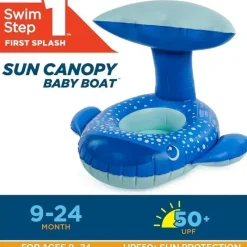 Spin Master Life Vests & Floats*- Swimways Sun Canopy Baby Boat, Toys for Kids Aged 9-24 Months, Whale