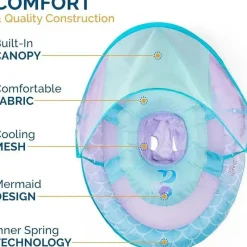 Spin Master Water Toys*- Swimways Sun Canopy Inflatable Baby Spring Float for Kids 9-24 Months, Mermaid