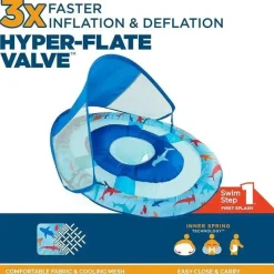 Spin Master Water Toys*- Swimways Sun Canopy Inflatable Baby Spring Float for Kids 9-24 Months, Shark