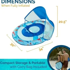 Spin Master Water Toys*- Swimways Sun Canopy Inflatable Baby Spring Float for Kids 9-24 Months, Shark