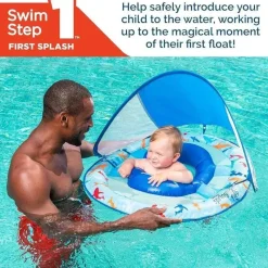 Spin Master Water Toys*- Swimways Sun Canopy Inflatable Baby Spring Float for Kids 9-24 Months, Shark
