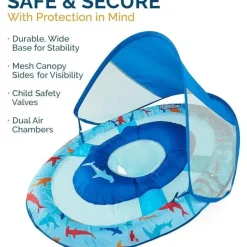 Spin Master Water Toys*- Swimways Sun Canopy Inflatable Baby Spring Float for Kids 9-24 Months, Shark
