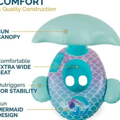 Spin Master Life Vests & Floats*- Swimways Sun Canopy Baby Boat, Toys for Kids Aged 9-24 Months, Mermaid