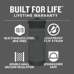 Stanley Water Bottle|Dishes, Utensils & Food Containers*- 17Oz IceFlow Stainless Steel Bottle with Straw, Polar