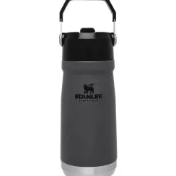 Stanley Gift For Dad|Water Bottle*- 17Oz IceFlow Stainless Steel Bottle with Straw, Charcoal